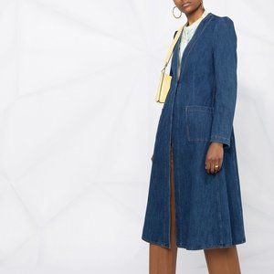 forte_forte deep V fitted denim long coat